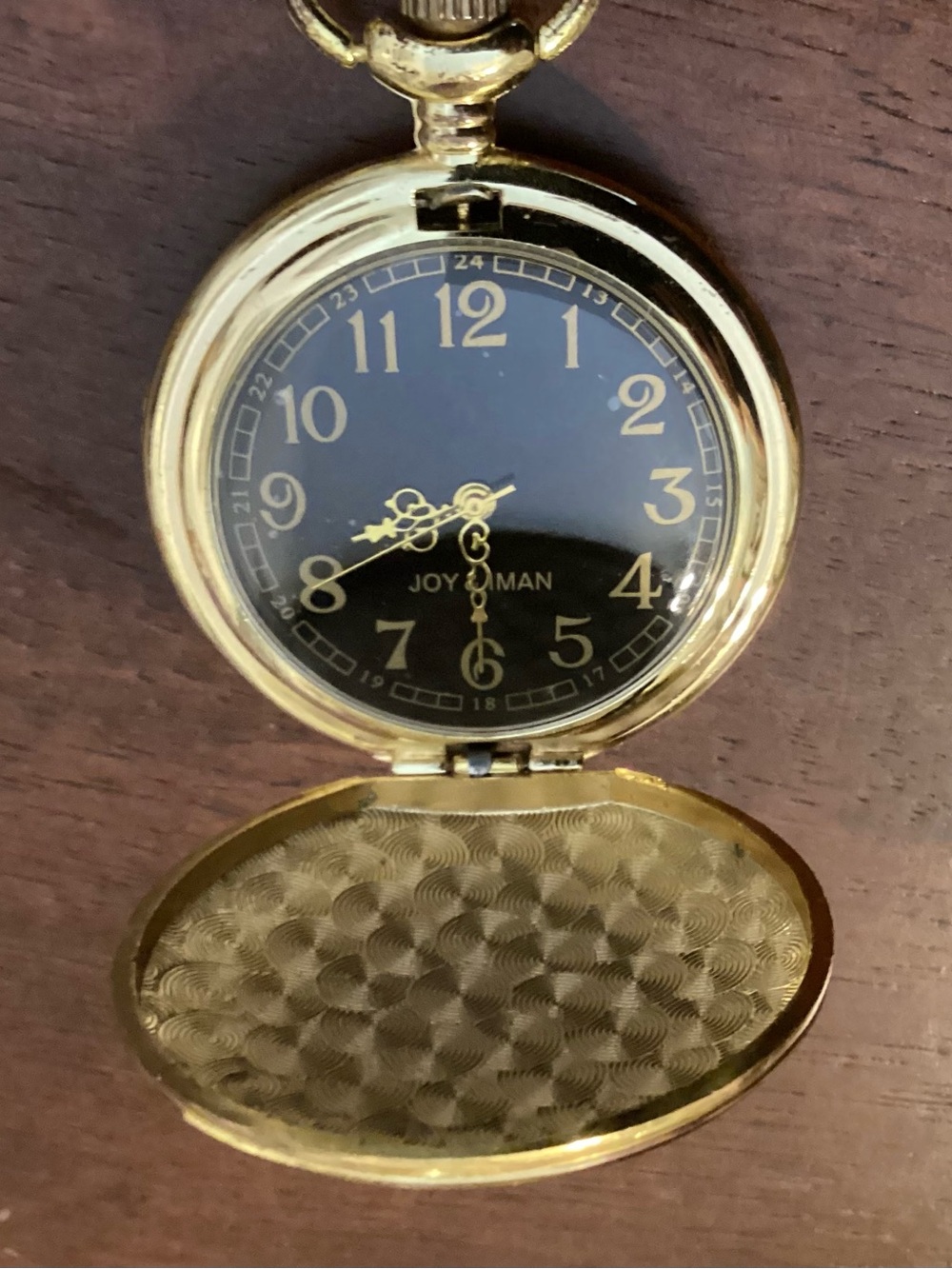 Joy & Iman Gold Pocket Watch with Black Dial